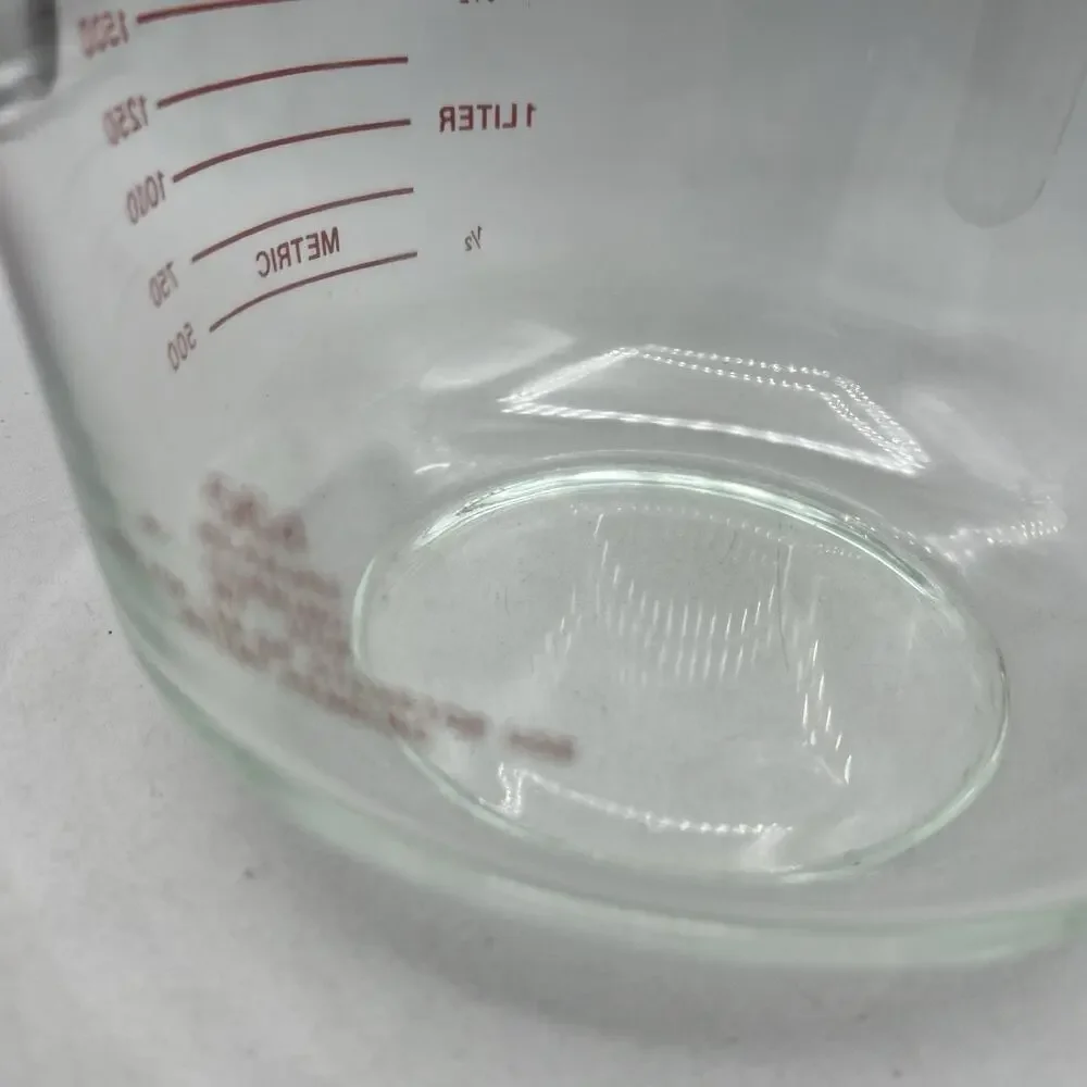 Vtg PYREX 8 Cup Clear Glass Measuring Cup #564 Red Lettering 64 oz USA J Handle
